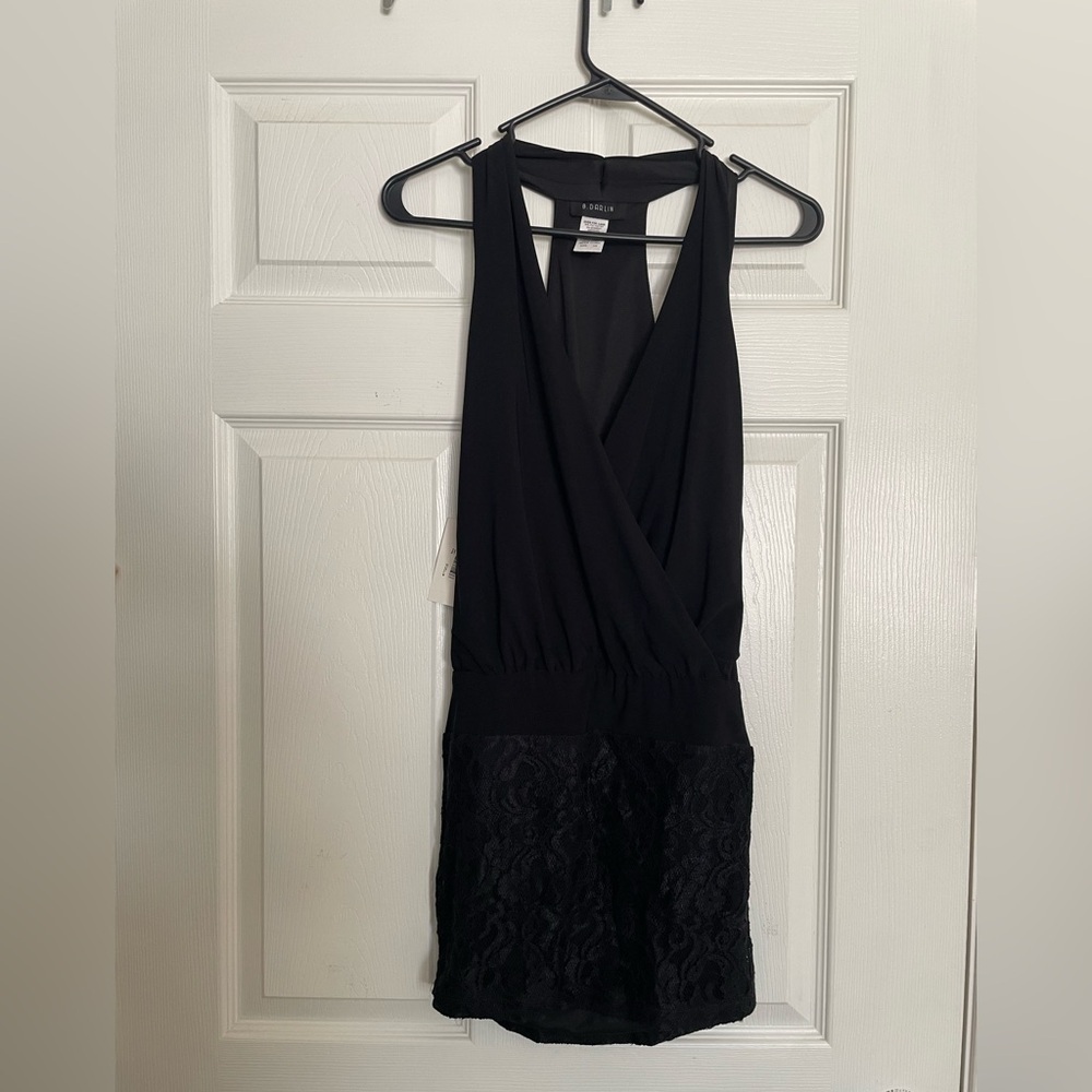 B Darlin Black V neck Dress with Lace Accents brand new with tags